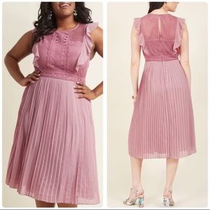 Modcloth Mauve Pink Pleated Dress